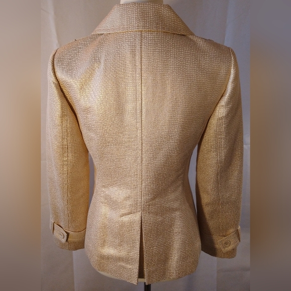 Halogen ivory with gold throughout button down jacket blazer sz S - Picture 7 of 11